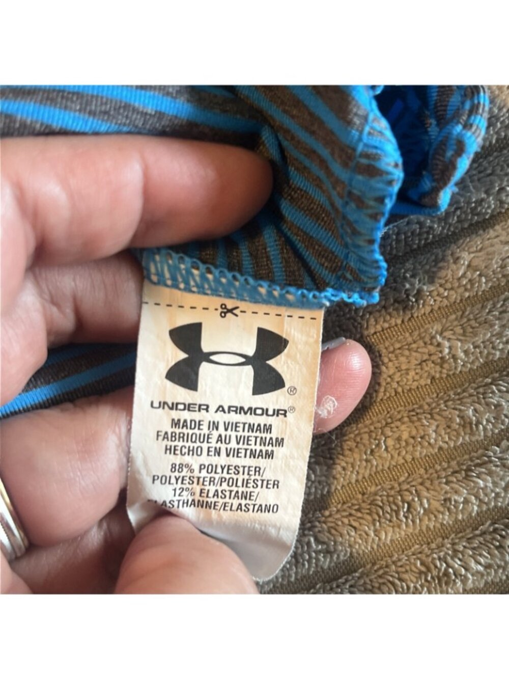 Under Armour HeatGear Golf Polo Shirt Blue Striped Loose Fit Mens Large - Picture 8 of 11